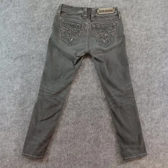 Rock Revival Boris Skinny Jeans Womens 26 Gray Stretch Embroidered Denim​​​ - Picture 13 of 13